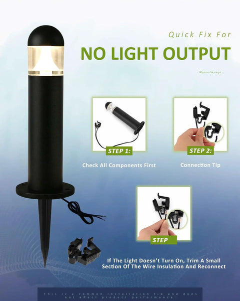 12V LED Landscape Pathway Lights 6 Pack Low Voltage Bollard Style Walkway Driveway Lighting IP67 troubleshooting guide