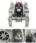 Front view of 666053-3EB Polypropylene Santoprene Diaphragm Pump For Chemical Transfer And Fluid Handling, industrial components detailed