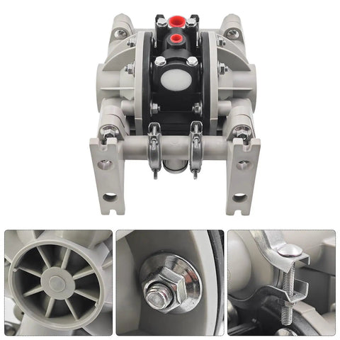 Front view of 666053-3EB Polypropylene Santoprene Diaphragm Pump For Chemical Transfer And Fluid Handling, industrial components detailed