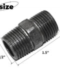 10 Pack 1/2 Inch By 1.5 Inch Black Dark Gray Malleable Iron Threaded Pipe Nipple Fittings Plumbing Adapters Connectors For Industrial Decor And Vintage DIY Projects