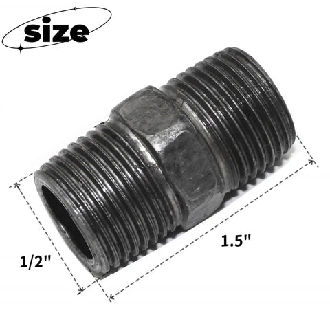 10 Pack 1/2 Inch By 1.5 Inch Black Dark Gray Malleable Iron Threaded Pipe Nipple Fittings Plumbing Adapters Connectors For Industrial Decor And Vintage DIY Projects