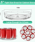 2 Pack Lazy Susan Turntable Organizer 9.5 Inch Spice Rack for Cabinet and Refrigerator with 8 cans displayed