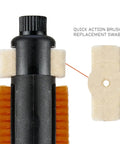 Top Shelf Five Pack Rifle Cleaning Replacement Swabs on a quick action brush for efficient rifle maintenance.