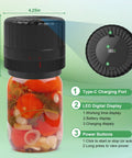 Electric Vacuum Sealer For Mason Jars VP06 Plus with digital display and charge port sealing jar with vegetables.