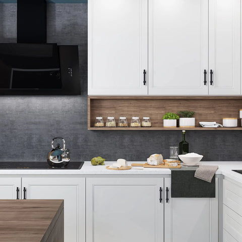 Kitchen with Black Cabinet Pulls 25 Pack, 3 Inch Hole Center, 5 Inch Total Length, stainless steel handles on white cabinets