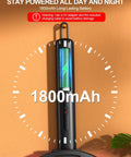 Close-up of Electric Fly Swatter Bug Zapper Racket with 4000V Power, showing 1800mAh battery indicator and USB charging port.