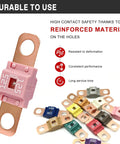Three Piece Midi Fuse Assortment Featuring 125 Amp High Current Copper Plated Bolt On Battery Fuses For Cars Trucks And Heavy Gear With Hella Tough Road Ready Protection, showing fuses in assorted colors.