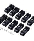 Set of 10 black 6AN Hose Separator Clamp AN6 Fuel Line Mounting Clamp Aluminum 6061-T6 with inner hole 0.51 inch, including tool.