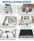 Installation steps for Adjustable Tilt Solar Panel Mount Brackets For Roof RV Boat And Off Grid 2 Sets With Foldable Legs.