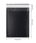 100 Pack 5 By 6 Inch Black Poly Bubble Mailers Self Seal Padded Envelopes Waterproof Shipping Bags, front view showing measurements
