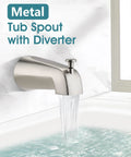 9 Setting Bathtub Faucet Trim Kit For Chateau Valve in brushed nickel finish with diverter spout filling bathtub