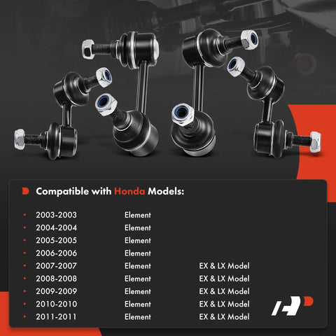 Set Of Four Front And Rear Sway Bar Links Kit For Honda Element 2003 2011 Beefed Up Stabilizer End Links Replacement For EX And LX Models