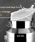 Rock Solid Heavy Duty 304 Stainless Steel Milk Jug Container Zero Hassle Leakproof Tote For Bulk Rice Flour Sugar Coffee Beans And Grains Massive Sixty Four Liter Kitchen Workhorse Vessel with milk splash
