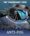 Anti Fog Diving Mask With 180 Degree Field Of View For Adults Dope Snorkel Mask and underwater coral reef background