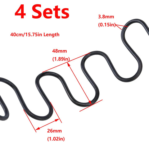 Nailing The Sag Out Of Your Favorite Sofa With This Rock Solid 16 Inch Couch Spring Repair Kit Featuring Z Wire Clips and Heavy Duty Black Steel Coils, 4 sets with measurements.