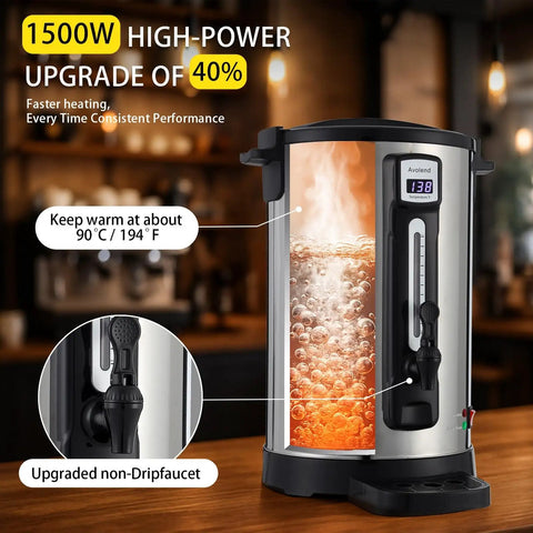 100 Cup Commercial Coffee Urn, 20L Double Wall Stainless Steel Coffee Maker With Adjustable Temperature Control And Keep Warm