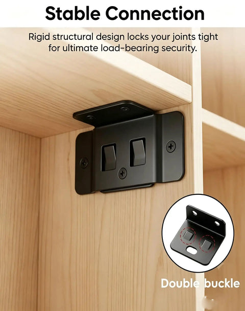 Sixteen inch Eight Pack Quick Fitting Furniture Joint Brackets mounted inside cabinet for stable corner reinforcement