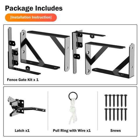 Heavy Duty Gate Frame Kit No Sag For Wood Fence Gates With Corner Brackets And Self Locking Latch Built To Last Prevent Gate Sag Easy Install Gate Hardware Set contents displayed