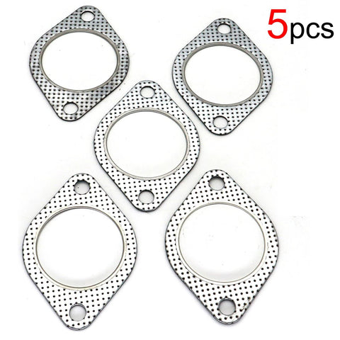 Exhaust flange gasket set, five 2.5-inch metal gaskets with two bolt holes for Honda turbo manifold