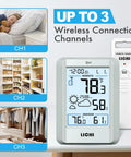 Indoor Outdoor Wireless Weather Station With External Thermometer Hygrometer Monitor All In One 330Ft Range Remote Sensor Battery Operated Backlit Display Real Time Temperature Humidity Readings Grey shown with sensor and display options