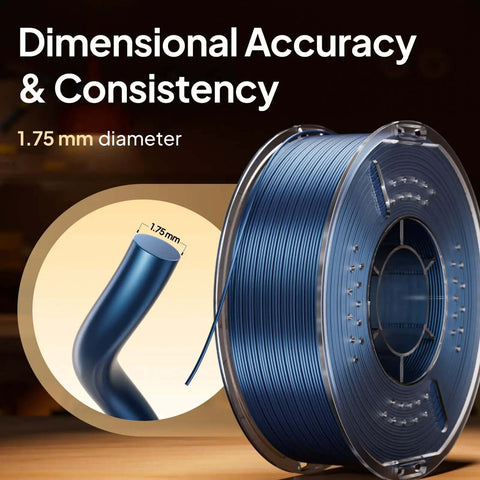 Metallic Bronze 1.75mm PLA Filament, 1kg spool with high dimensional accuracy for 3D printing, close-up of filament and spool.
