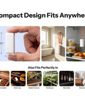 AirGuard TH Lite Zigbee Temperature Humidity Sensor With App Alerts For Real Time Remote Monitoring In Greenhouse And Wine Cellar Thermometer Hygrometer Works With Alexa And Google Home 4 Pack compact 66.3mm sensor in hand and hanging in home, cellar, and greenhouse