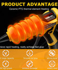 Cordless Hot Glue Gun For 18V And 20V Max Batteries With 30 Second Preheat Quick Melt Glue Gun, orange swirl heating effect