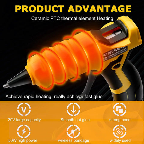 Cordless Hot Glue Gun For 18V And 20V Max Batteries With 30 Second Preheat Quick Melt Glue Gun, orange swirl heating effect