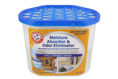 Moisture Absorber And Odor Eliminator Tub 14oz Two Pack For Closets And Laundry Rooms, Freshens Air, Eliminates Musty Odors