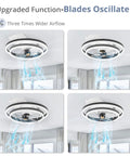 20 Inch Low Profile Ceiling Fan With Lights And Remote Bladeless Modern Oscillating Dimmable LED Stepless Color Change Six Speeds
