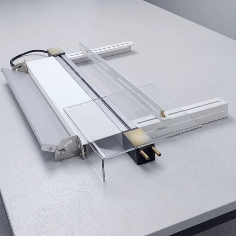 Reliable 110V Acrylic Bending Machine With Dual Water Cooling Strip Heater For Pvc Plastic Sheets setup on workbench