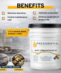 Oil Based Rust Preventative Penetrant And Lubricant For Rust And Corrosion Prevention In Industrial Applications 5 Gallon Made In USA Ideal For Heavy Duty Gear And Tools And Machinery pail with benefits.