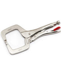 Heavy Duty Locking C Clamp With Compound Action And Hex Key Receiver Adjustable Metal Clamp 11 Inch Nickel Plated Rust Resistant Angled Tooth Grip