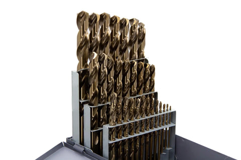 29 Piece M42 Cobalt Screw Machine Drill Bit Set Stub Tip 1/16 To 1/2 Inch Range With 64ths for tough metals in metal case