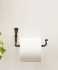 Handcrafted Wrought Iron Toilet Paper Holder In Black Matte, Wall Mount Bar For Modern Farmhouse Bathroom Decor
