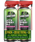 Front view of All Corrosion Inhibitor Penetrating Oil And Multi Use Lubricant Two Pack 2x11 Oz with 360-degree swivel nozzles.