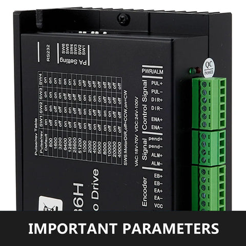 1 Stepper Servo Motor With Closed Loop Control, Ultra Smooth Operation, connector details view, black