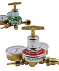 Dual Welding Gas Gauges Regulators Combo Oxygen CGA 540 And Acetylene CGA 510 Two Pack Pro Grade Brass Fittings