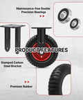 Product features of 8 Inch Outdoor Heavy Duty Caster Wheels Set Of Two Badass Rubber Castors With Brake 1100 Lbs Load Capacity.