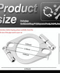 No Sweat 2.5 Inch Split Exhaust Flange Repair Kit With Stainless Nuts And Bolts For Automotive Oval Pipe Leak Seal, showing dimensions.