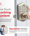 Person using Keyless Entry Lever Door Lock With Electronic Keypad One Touch Locking For Front Door Satin Nickel Finish Easy Install