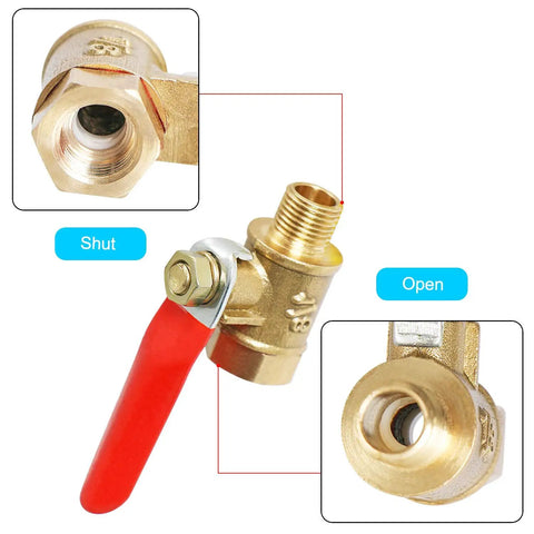 Brass Ball Valve With Vinyl Handle G One Eighth Inch Female To G One Eighth Inch Male Shut Off For Water Oil And Gas Lines, Open and Shut