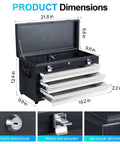 Three Drawer 22 Inch Portable Metal Tool Box With Heavy Duty Steel Build Dual Locking System Built In Drawer Lock Tool Chest Organizer