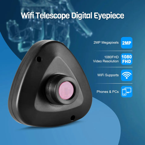 WiFi Digital Eyepiece For Telescopes And Microscopes With 1080P HD Video And 2MP Photos Real Time View To IPhone Android And PC