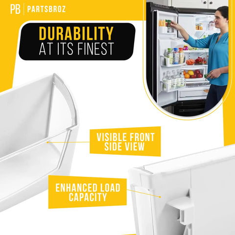 Refrigerator Door Shelf Bin Replacement 2-Pack for Whirlpool Maytag KitchenAid Fridge Door Shelves W10212139 shown on fridge