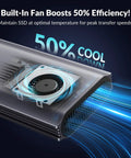 Built-in fan in Sleek External NVMe SSD Enclosure With Thunderbolt 4 And USB4 Ports enhances cooling and efficiency.