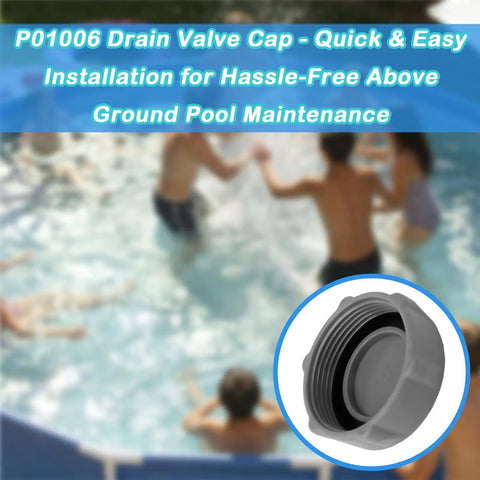 Heavy Duty Drain Valve Cap Replacement For Bestway And Coleman Above Ground Pools 2 Pack Gray P01006 Compatible close-up