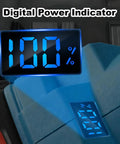 Digital battery gauge display showing 100% charge for Cordless Drill And Cement Mixer With Two Speed Control And Rotatable Grip, Heavy Duty Power Tool.
