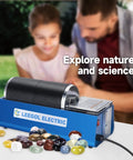 Electric Rock Tumbler With Dual Drum, 6Lb Capacity Lapidary Polisher built for rockhounds and gem hobbyists on outdoor table