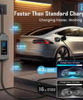 40 Amp Level 2 EV Charger With 25 Ft J1772 Cable On The Go Portable 100 To 240V Charging Station With LCD Display